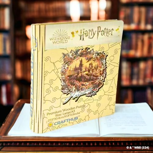 Crafthub Harry Potter Wooden Puzzles for Adults – A3 Size with 155 Pieces Wood Puzzles – Hogwarts Castle – Jigsaw Puzzles with Unique Shapes – 10.8" x 11.9" CRAFTHUB