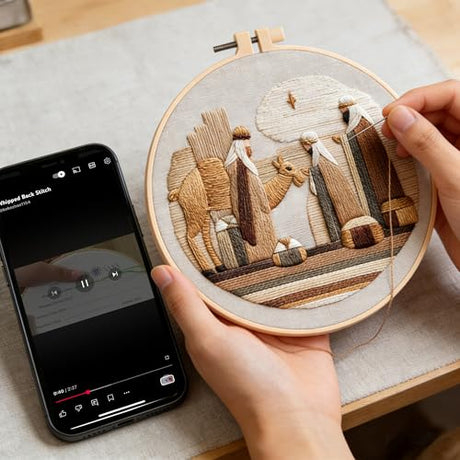 Myfelicity Embroidery kit,Handmade Nativity Scene Embroidery Hoop Art Set, Religious Christmas Theme, 3-Piece Collection with Angels and Manger Scene in Natural Earth Tones (60035-60037-60038) Myfelicity