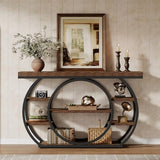 Tribesigns 47" Console Table for Living Room, 5-Tier Industrial Entryway Table with Metal Frame, Narrow Sofa Table Behind Couch Accent Tables for Entryway, Hallway, Foyer, Rustic Brown Tribesigns
