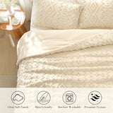 Amélie Home Boho Comforter Set, 2 Piece Bedding Set with 1 Pillow Case, Soft Microfiber Comforter with Hollow Fiber Fill, Lightweight All-Season Comforter for Farmhouse & Modern Bedroom, Twin, Beige Amélie Home
