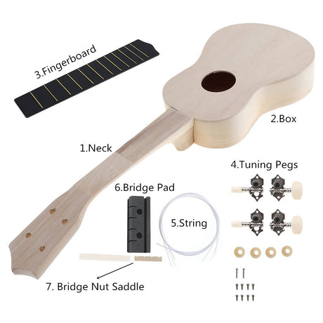 OriGlam 21 Inch DIY Ukulele Kit, Make Your Own Ukulele DIY Kit, Soprano Hawaii Ukulele Kit, Ukulele Hawaii Guitar Handwork Kit with Installation Tools for Kids, Friends, Family, Amateur OriGlam