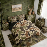 Erosebridal Deer Bear 7 Piece Bedding Set Twin Camo Comforter Set with Sheets Hound Turkey Wolf Army Print Bed in a Bag Brown Farmhouse Camouflage for Kids Boys Girls Erosebridal