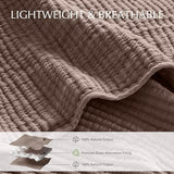 EVERGRACEHOME Cotton Coverlet Set King Size 3 Pieces, Lightweight Soft Ribbed Matelassé Bedspread Quilt Set, Cozy Oversized Quilted Bedding Set with 2 Pillow Shams for All Seasons, Mocha Brown EVERGRACEHOME