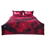 uxcell Full/Queen Size Galaxies Red Comforter Sets - 3D Outer Space Themed Bedding - All-Season Down Quilted Duvet - Reversible Design- Includes 1 Comforter, 2 Pillow Cases uxcell