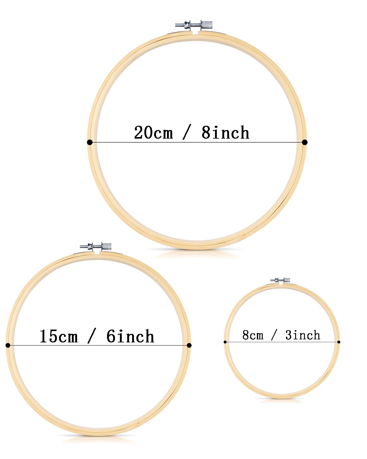 TINDTOP Beech Wood Embroidery Hoop Stand, with 3pcs Embroidery Hoops (3inch + 6inch + 8inch), Adjustable Rotated Wooden Embroidery Hoop Holder for Cross Stitch and Embroidery Projects TINDTOP