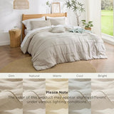 Bedsure Queen Comforter Set - 4 Pieces Pinch Pleat Bed Set, Beige Boho Bedding for All Season, 1 Soft Comforter, 2 Pillowcases, 1 Decorative Pillow Bedsure