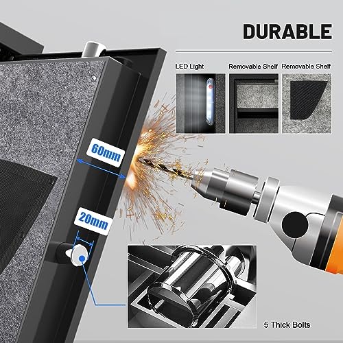 EMAXEE 7-8 Biometric Gun Safe Rifle, Large Gun Safes for Home Rifle and Pistols with Upgraded Control Panel and LED Light, Quick Access Fingerprint Gun Cabinet with Removable Shelf and Gun Racks EMAXEE