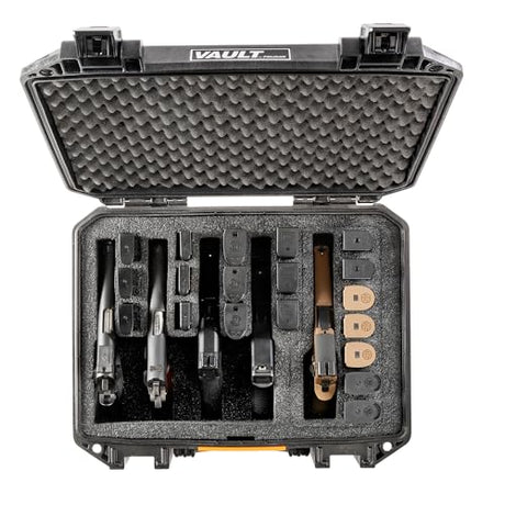Pelican Vault V300-5 Pistol and 19 Magazine Pre-Cut Foam Gun Case (Black) Pelican