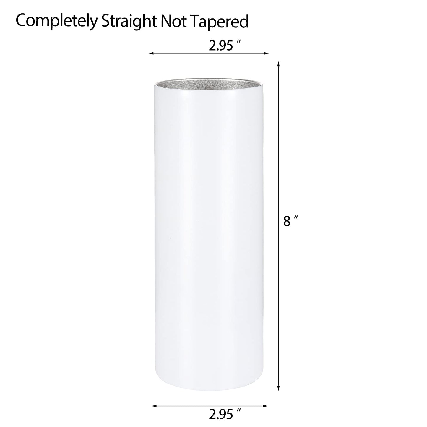 YOUKE OLA 12 Pack Straight Skinny Sublimation Tumblers 20oz for Heat Transfer, Bulk Sublimation Blanks Individually Boxed, Double Wall Insulated Tumbler with Shrink Films & Heat Tape, White ( - WoodArtSupply