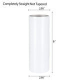 YOUKE OLA 8 Pack Sublimation Tumblers Bulk 20oz White Straight Blank Tumbler for Heat Transfer, Individual Gift Boxed, Stainless Steel Double Wall Insulated Cup with Shrink Wrap Sleeve, Heat Tape YOUKE OLA