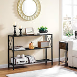 Hoctieon Industrial Console Table, 3 Tier Entryway Table, Hallway Table, Narrow Sofa Table with Shelves, Entrance Table for Entryway, Living Room, Foyer, Hallway, Office, Grey Hoctieon