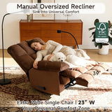 Euthymia Oversized Recliner Chair, Big and Tall Recliner Chairs for Adults 400LBS, Large Recliner Chair, Extra Wide Recliner for Living Room, Brown