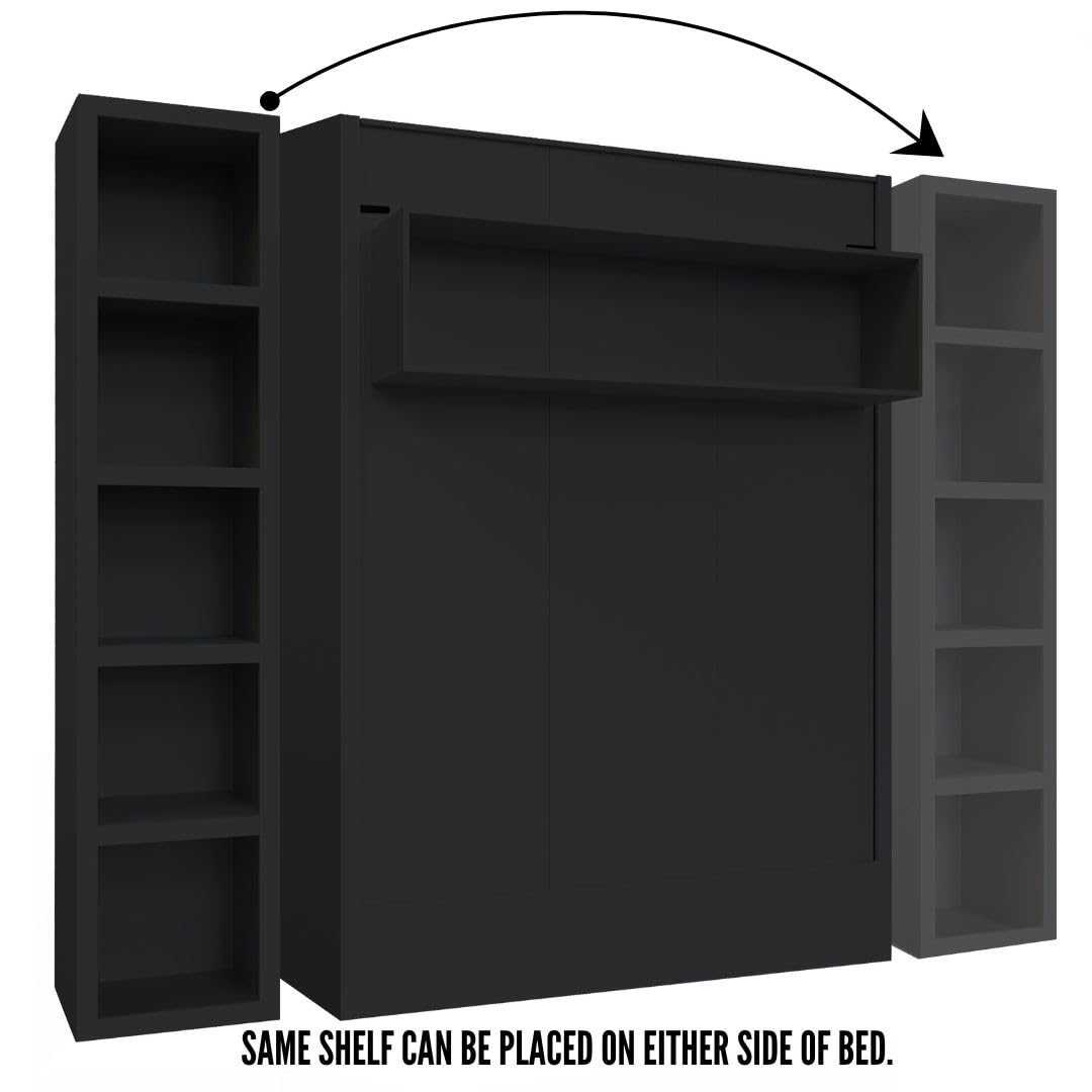 Oakland Living Easy-Lift Queen Murphy Wall Bed in Black with Bookshelf Oakland Living