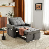 Yosonch Sofa Bed Chair Convertible ，Sleeper Sofa with Pull-Out Bed ，3-in-1 Futon Couch with Reclining Backrest and Side Pocket (Dark Grey, 35.6‘) Yosonch