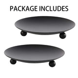 Black Iron Plate Candle Holder, Decorative Iron Pillar Candle Plate, Set of 2, 4.37 inches D x 0.78 inches H, Pedestal Candle Stand for LED & Wax Candles, Incense Cones, Spa, Weddings (2 pcs) SUJUN