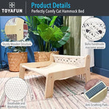 TOYAFUN Boho Cat Hammock Bed - Macrame Elevated Cat Bed for Indoor Cats, Free-Standing Breathable Cat Chair, Wooden Cat Swing Bed Pet Furniture Gift for Cats and Small Dogs TOYAFUN