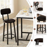 LTTROMAT Dining Table Set, 23.6” Square Faux Marble Table with 2 PU Upholstered Backrest Chairs, 3-Piece Kitchen Dining Room Set for Small Spaces, Kitchen, Restaurant Furniture, White LTTROMAT