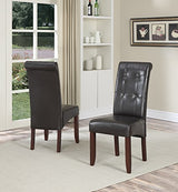 SIMPLIHOME Cosmopolitan Parson Dining Chair (Set of 2), Tanners Brown Faux Leather and SOLID WOOD, Square, Upholstered, For the Dining Room, Contemporary Modern SIMPLIHOME