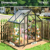 VIWAT 4x6 FT Greenhouse for Outdoors, Polycarbonate Greenhouse with Quick Setup Structure and Roof Vent, Aluminum Large Walk-in Greenhouse for Outside Garden Backyard, Black VIWAT