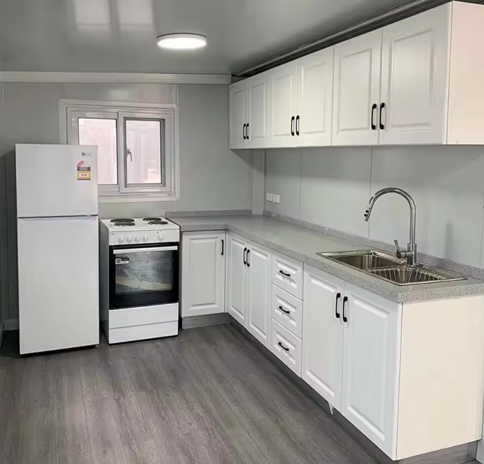 40FT Prefab House,Portable Container House to Live in with 3 Bedroom,1 Full Equiped Bathroom and Kitchen,Prefabricated Tiny House for Living,Foldable Mobile Home, Office, AirBNB Generic