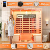 Albott Infrared Sauna 4 Person, Infrared Saunas for Home, Low EMF 2145W/110V/20A Hemlock Wood Dry Sauna with Tourmaline Foot Warmer, 7-Color Light Therapy & Ambient Light Strips, 63.2"x47.2"x75.2" Albott