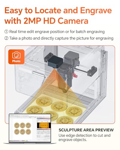Carverall A1 Pro 10W Mini Laser Engraver with Camera, Portable Laser Engraver and Cutter Desktop Lazer Engraving Machine for Wood Leather Painted Metal Glass, Home DIY, Small Business, Class 1 Carverall