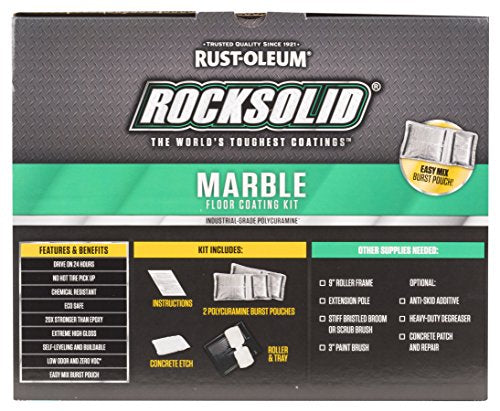 Rust-Oleum 306320 RockSolid Marble 1 Car Garage Floor Coating Kit, Stone Obsidian,Gray/Black, 5 Piece Set Rust-Oleum