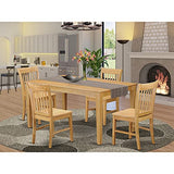 East West Furniture Capri 5 Piece Kitchen Set for 4 Includes a Rectangle Table and 4 Dining Room Chairs, 36x60 Inch, Oak East West Furniture