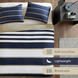 Comfort Spaces Quilt Set Trendy Casual Fun, Vibrant Color Design, Hypoallergenic All Season, Lightweight Coverlet Bedspread Cozy Kids Bedding & Sham Twin/Twin XL Verone White Blue Stripe 2 Piece Comfort Spaces
