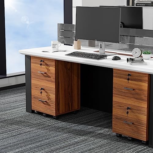 VINGLI 2-Drawer Rolling File Cabinet with Lock, Wood Mobile Filing Cabinet for Hanging Letter Size Filings Under Desk File Cabinet for Home Office, VINGLI