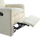 Oxford Baby Uptown Upholstered Swivel Glider and Recliner Nursery Chair - Corduroy, Pearl White Oxford Baby