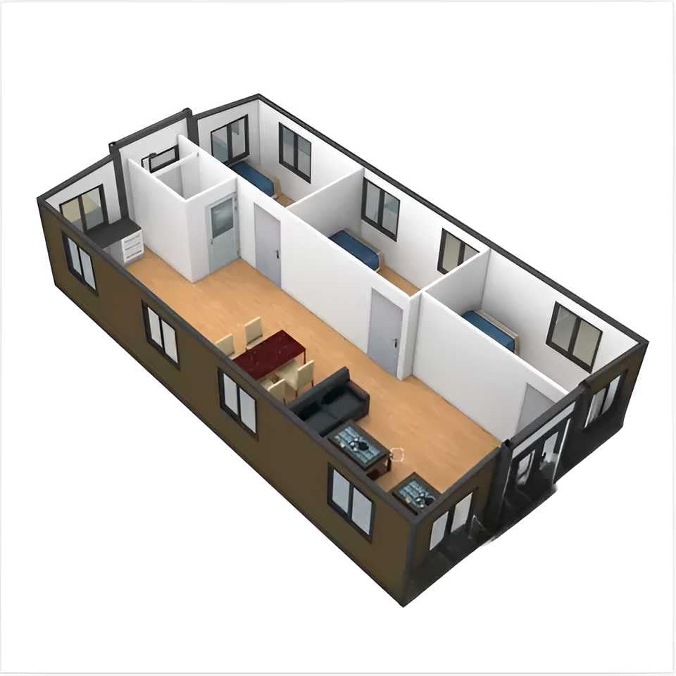 40ft House with Luxury Design, with 3 Bedroom, 1 Living Room, 1 Full Equiped Bathroom and Kitchen,Prefabricated Container House for Adults Living, Foldable Mobile Home Easy Setup & Move. (40f - WoodArtSupply