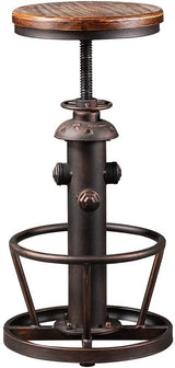 BOKKOLIK Vintage Swivel Bar Stool Industrial Coffee Kitchen Dining Chair Fire Hydrant Design Height Adjustable 24.8-30.7inch Solid Wooden Seat BOKKOLIK
