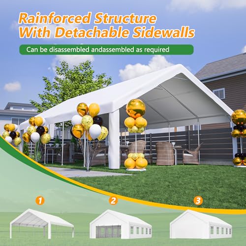 20' x 32' Party Tent with Removable Sidewalls & Alloy Steel Frame, Commercial Waterproof Outdoor Canopy Gazebo with 3 Storage Bags for Weddings, BBQ, Camping Rueekfil