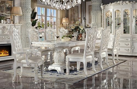 Generic 9-Piece Luxurious Formal Dining Table Set Kitchen Furniture Set Include 1 Extendable Dining Table, 6 Side Chairs and 2 Arm Chairs, Set for 8 Persons (Antique Pearl), Onesize, AH019 Generic
