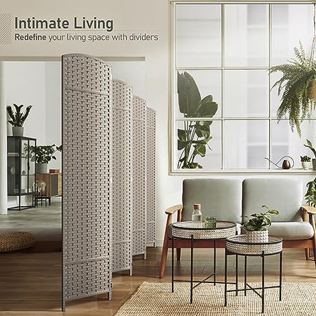 Sorbus 8 Panel Room Divider 6 ft. Tall - Privacy Screen, Extra Wide Double Hinged Panels, Mesh Hand-Woven Design, Partition Room Dividers and Folding Privacy Screens, Wall Divider for Room Separation Sorbus