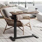 FLEXISPOT Medical Adjustable Overbed Bedside Table with Wheels Pneumatic Mobile Standing Desk Laptop Desk Rolling Computer Cart Movable Table Hospital Home Use(31.5" W x 17.7" D, Mahogany Large) FLEXISPOT