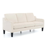 VINGLI Small Couch Sofa 71" Comfy Couches for Living Room Beige 3 Seat Sofa Couch Mid Century Modern Sofa Furniture Couches with Scooped Arms for Small Spaces, Bedroom, Apartment, Studio VINGLI