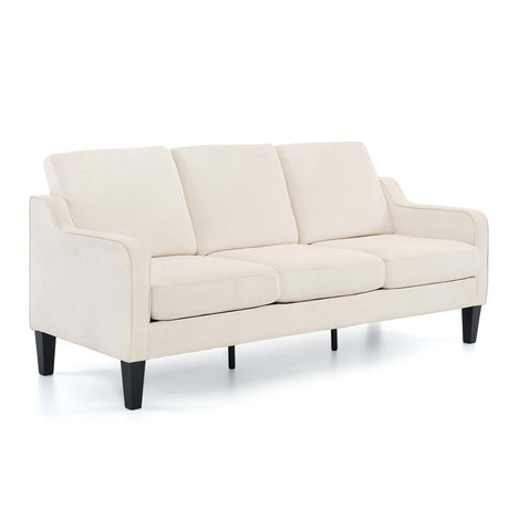 VINGLI Small Couch Sofa 71" Comfy Couches for Living Room Beige 3 Seat Sofa Couch Mid Century Modern Sofa Furniture Couches with Scooped Arms for Small Spaces, Bedroom, Apartment, Studio VINGLI