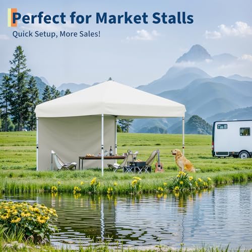10x10FT Instant Pop Up Canopy Tent with 4 Side Walls, Complete Commercial Shelter System for Outdoor Events (White) PeakPursuit