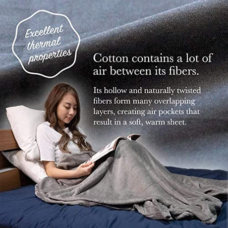 FULI 100% Cotton Zippered Futon Cover, Japanese Futon Mattress Cover, Shikibuton, Made in Japan (Queen, Gray) FULI