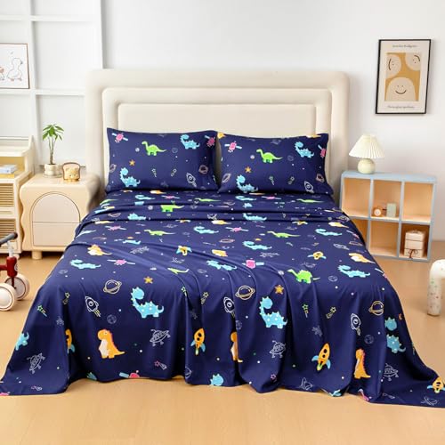 MICORAL Kids Twin Sheet Set Dinosaur, 3 Pieces Sheets for Boys & Girls, Soft Printed Microfiber Bed Sheets, Deep Pocket Cozy Toddler Bedding Set MICORAL