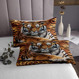 Tiger 3D Print Bedspread King Size Wild Animals Bedding Set 3pcs for Kids Teens Room Decor,Animal Fur Quilted Coverlet Soft Breathable Bedding Quilt with 2 Pillowcases Manfei