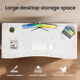 Veken 63 x 28 Inch Electric Standing Desk, Sit to Stand Up, Work Home Office Computer Table for Study, Walking Pad, Writing, and Games, Wooden Desktop Desks, White Veken