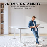 Shahoo L-Shaped Electric Standing Desk, 63 x 55 Inches Height Adjustable Coner Table, Home Office Computer Workstation, White, 63 x 55 Inch Shahoo