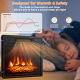 Tangkula 18 Inches Electric Fireplace Insert, Recessed 1400 W Electric Fireplace w/Adjustable Flame & Heat, Built-in Timer & Thermostat, Control Panel & Remote and Overheat Protection, Black Tangkula