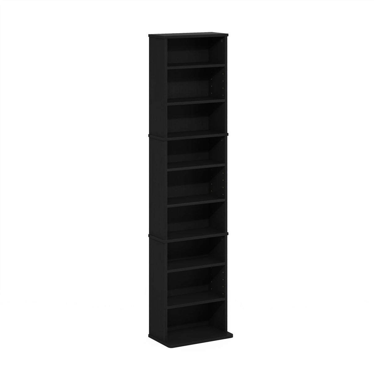 Furinno Jaya DVD Shelf, 9-Shelf Tall Narrow CD Rack, Media Shelf with Adjustable Shelves, DVD Storage Cabinets for CD Blueray Game Disc, Easy Assembly, for Living Room, Home Office, Americano Furinno