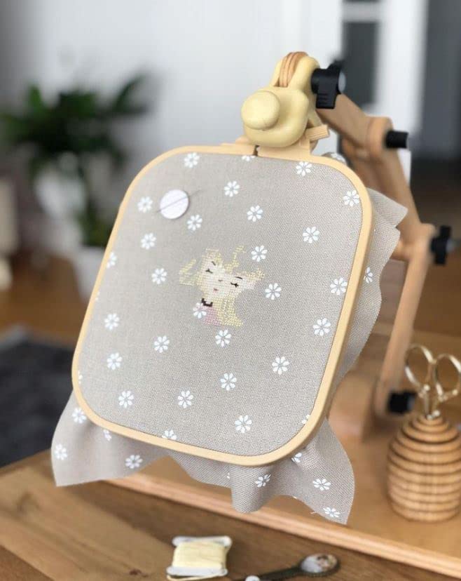 Nurge Adjustable Embroidery Table Stand, Cross Stitch Hoop Stand, Embroidery Hoop Holder. Hand Polished Natural Wood. ( Model No:190-4) Nurge