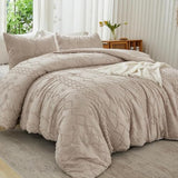 Andency Queen Comforter Set Khaki, 3 Pieces Boho Tufted Lightweight Fall Bedding Comforter Set for Queen Bed, Soft Fluffy Bed Comforter Tan (90x90In Comforter & 2 Pillowcases) Andency