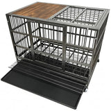 BOLDBONE 42" Furniture Dog Crate for Large Dogs, Heavy Duty Dog Kennel Indoor with Removable Crate Trays, Wheels and Stylish Wooden Top, Extra Large XL XXL Dog Cage BOLDBONE